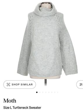 Moth Light Gray Ribbed Cowl Turtleneck Sweater